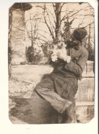 Wwi Photo Aef Kp And Pet Dog Cognac Of Us Ambulance Service Section 573 Italy