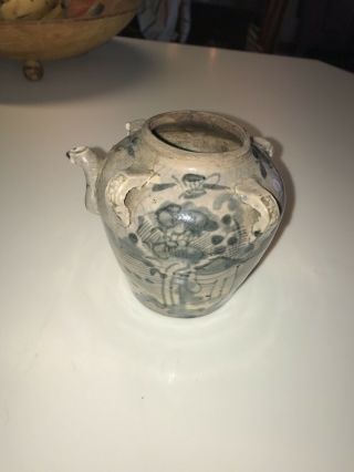 Antique Chinese Blue & White Canton Tea Pot