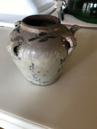 Antique Chinese Blue & White canton tea Pot 2