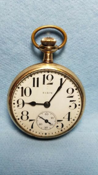 1930 Elgin Pocket Watch,  7j,  Size 16s,  Gold - Filled Case 25 Years