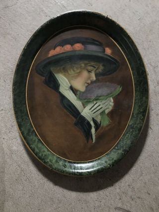 Haeusermann Tin Litho Tray Gibson Girl - Type Portrait 1915