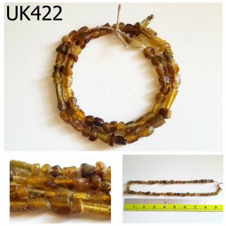 Ancient Roman Glass Gold Glass Faceted Tube Bead Strand Uk422a
