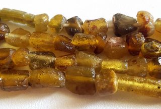 Ancient Roman Glass Gold Glass Faceted Tube Bead Strand UK422a 3