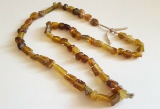 Ancient Roman Glass Gold Glass Faceted Tube Bead Strand UK422a 4