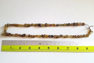 Ancient Roman Glass Gold Glass Faceted Tube Bead Strand UK422a 5