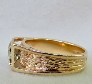 MENS VINTAGE ARTS & CRAFTS.  55 CT.  OLD EUROPEAN DIAMOND SOLITAIRE 14K GOLD RING 4