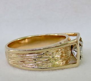 MENS VINTAGE ARTS & CRAFTS.  55 CT.  OLD EUROPEAN DIAMOND SOLITAIRE 14K GOLD RING 5