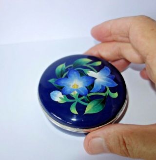 Rare Antique Japanese Meiji Silver Wired Enamel Cloisonne Jewelry Box Con