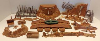 Vintage Marx Wwii Battleground Playset Landscape Chests Trees Barb Wire More