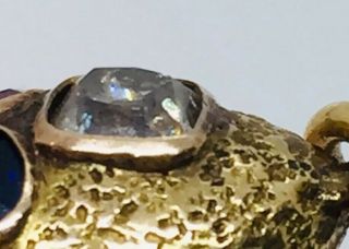 Antique Victorian 18k Yellow Gold Diamond Ruby Sapphire Egg Charm 12