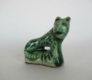 Song Ming Dynasty Green Glazed Tiger Chinese Miniature Porcelain On Stand