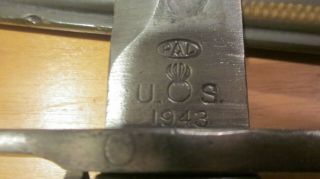 Ww 2 American Army Bayonet Stamped Us Pal 1943 With Scabbard