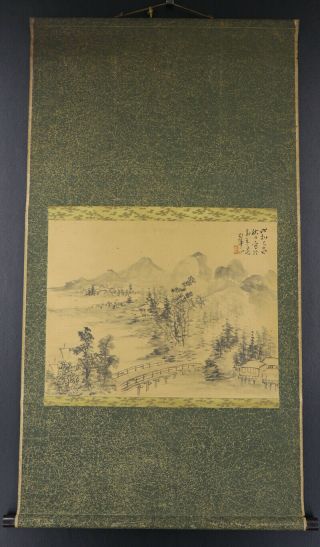 JAPANESE HANGING SCROLL ART Painting Sansui Landscape Asian antique E8068 2