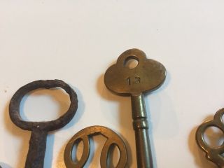 9 Antique Iron & Brass Keys - Worn Weathered - Door Chest Furniture 2 