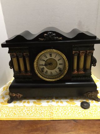 Sessions 8 Day Black Mantle Clock