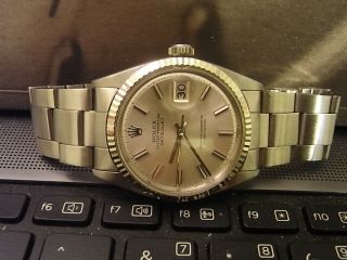 Vintage Rolex Oyster Perpetual Datejust 18k White Gold Fluted Bezel Ref 1601rare