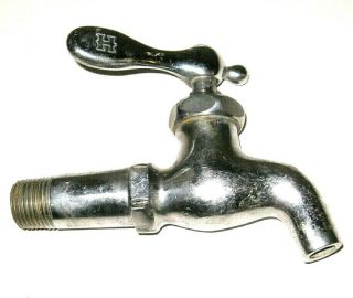 Antique Vintage Chrome Over Brass Lever Handle Hot Water Faucet Wall Mount