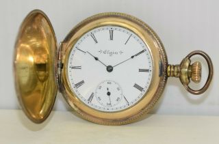 Antique Elgin Pocket Watch 6s 7j 206 C.  1900 Phildelphia Victory Ygf Hunting Case