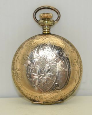 Antique ELGIN Pocket Watch 6s 7j 206 c.  1900 Phildelphia Victory YGF Hunting Case 2