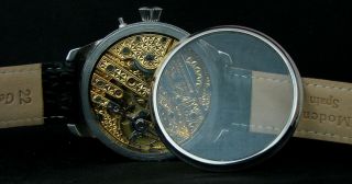 PATEK PHILIPPE &Co Antique 1917 Half - Skeleton Movement Steel Case 9