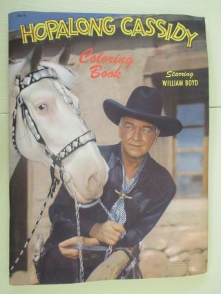 Hopalong Cassidy 1950s Coloring Book Large Rare Cover William Boyd Doubleday Co