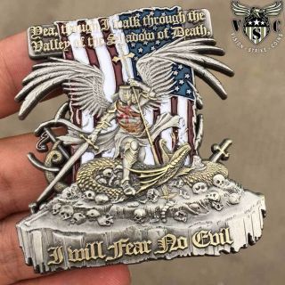 Psalm 23:4 Fear No Evil Knight And Serpent Us Military Challenge Coin