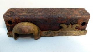 Antique Victorian Brass Door Rim Lock Strike Plate Keep Keeper Latch H&t Vaughan