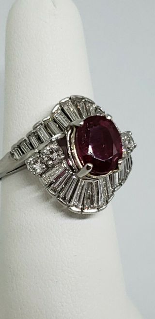 Platinum Ruby Diamond Ballerina Ring Size 6 9.  6 grams 2