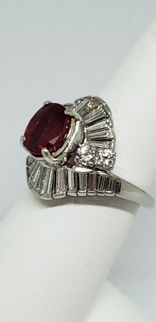 Platinum Ruby Diamond Ballerina Ring Size 6 9.  6 grams 3