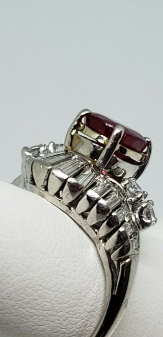 Platinum Ruby Diamond Ballerina Ring Size 6 9.  6 grams 4