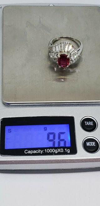 Platinum Ruby Diamond Ballerina Ring Size 6 9.  6 grams 6