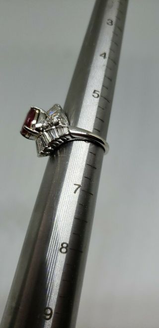 Platinum Ruby Diamond Ballerina Ring Size 6 9.  6 grams 7