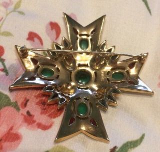 RARE TRIFARI REGAL JEWEL CROSS PIN BROOCH IN EUC SIGNED 