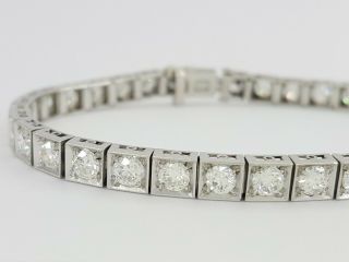 Vintage Art Deco 7 ct Platinum Old European Cut Diamond Tennis Bracelet 20.  5 gm 2