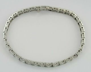 Vintage Art Deco 7 ct Platinum Old European Cut Diamond Tennis Bracelet 20.  5 gm 9