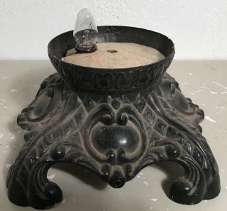Antique Cast Electric 3 Way Table Lamp Base Ornate Large Footed 1971