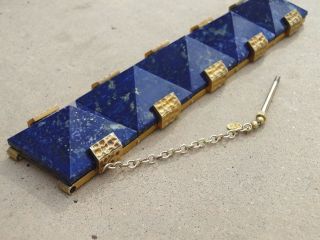 Vintage Marc Jacobs Pyramid Lapis Lazuli Heavy Sterling Runway Fashion Bracelet