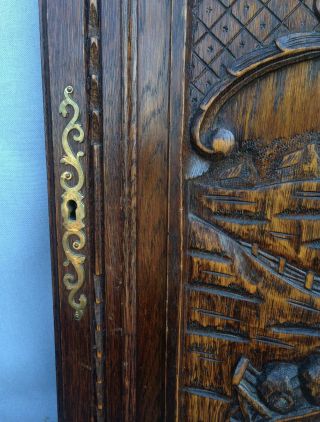 Big antique french furniture door early 1900 ' s oak wood britain man face brass 3