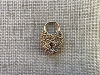 Antique Vintage 9k Gold Repousse Heavily Chased Heart Padlock Pendant