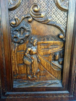 Big antique french furniture door early 1900 ' s oak wood britain woman face brass 2