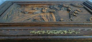 Big antique french furniture door early 1900 ' s oak wood britain woman face brass 5