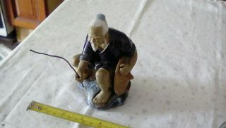 Hand Painted Chinese Shiwan Mudman Fisherman Figurine