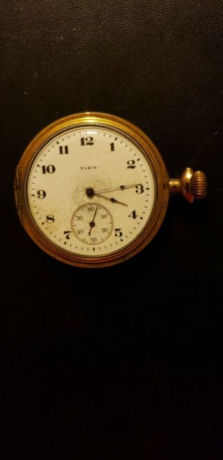 1921 Elgin 12s 7j Grade 301 Pocket Watch For Repair Duber Gf Case