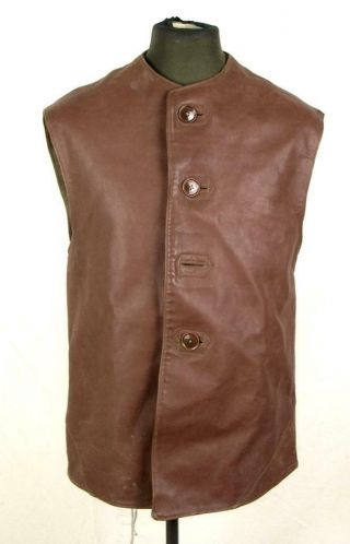 Wwii Ww2 British Army Leather Jerkin Jacket Vest Size No.  1 Dated 1939