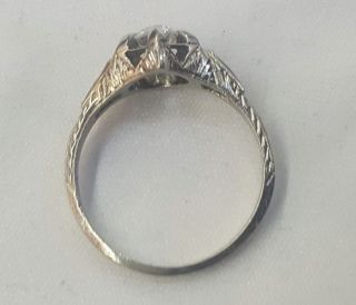 18k white gold Vintage ANTIQUE OLD mine CUT 0.  50ct diamond ring SI2 10