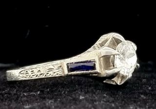 18k white gold Vintage ANTIQUE OLD mine CUT 0.  50ct diamond ring SI2 2