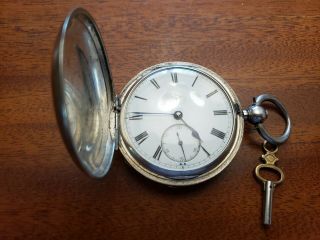 Vintage Key Wind Pocket Watch Hunter Case With Key