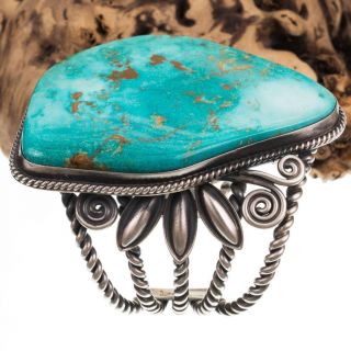 XXL Navajo Turquoise Bracelet Sterling Silver A,  DELBERT GORDON HUGE Old Pawn 10