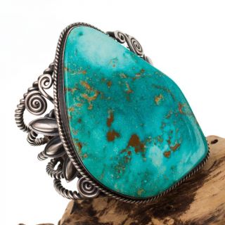 Xxl Navajo Turquoise Bracelet Sterling Silver A,  Delbert Gordon Huge Old Pawn