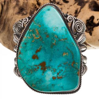 XXL Navajo Turquoise Bracelet Sterling Silver A,  DELBERT GORDON HUGE Old Pawn 2